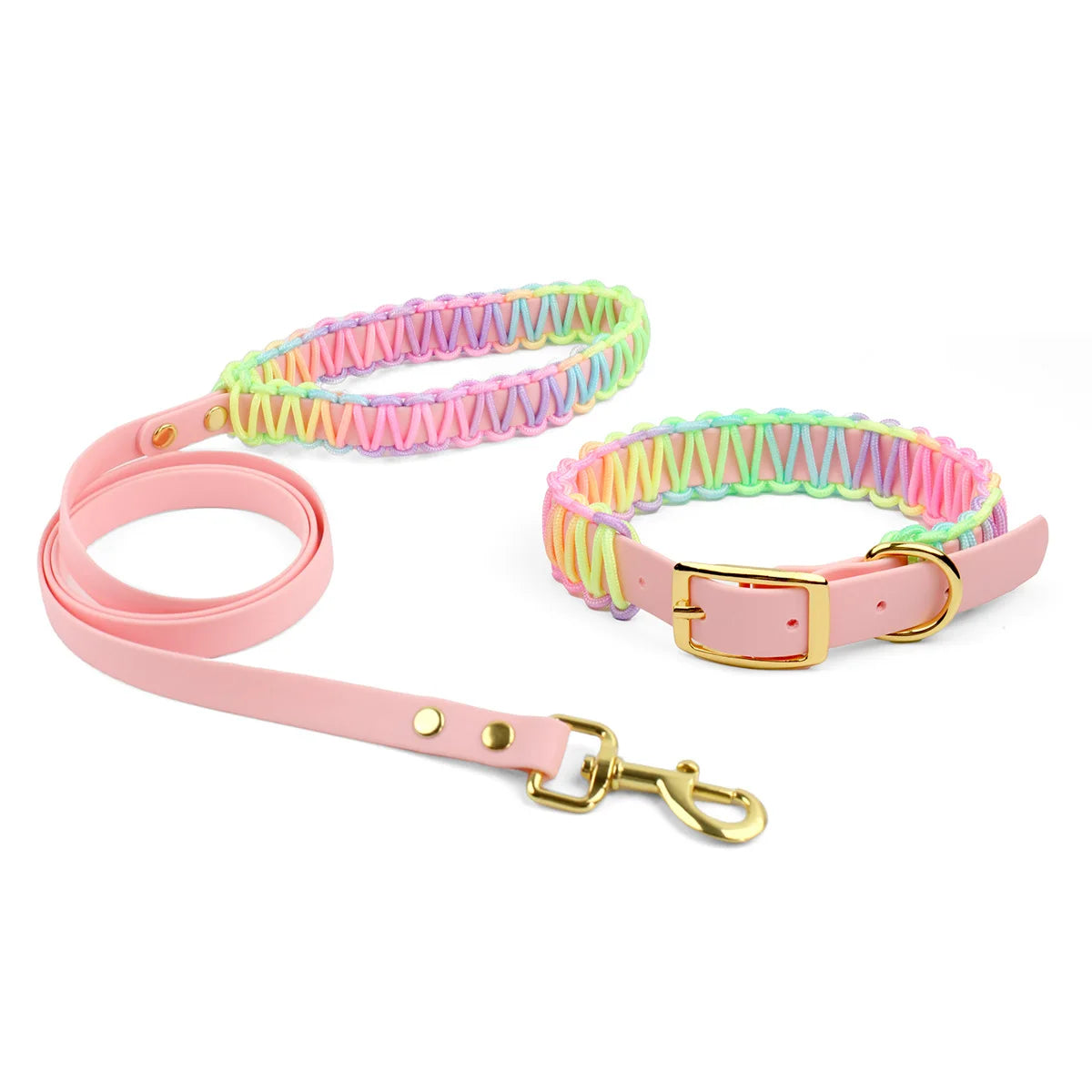New Fashion Pure Handmade Knitting Pet Collar Luxury Decorative D-buckle Washable PVC Dog Collar and Leash