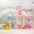 Hot Mini Cute Kids Milk Tea Bottle Lip Gloss With Keychain Moisturizing Lip Gloss Oil Lip Gloss Balm