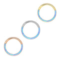 G23 Titanium Front Face Opal Hinged Segment Clicker Hoop Earring Tragus Conch Helix Cartilage Nose Septum Body Piercing Jewelry