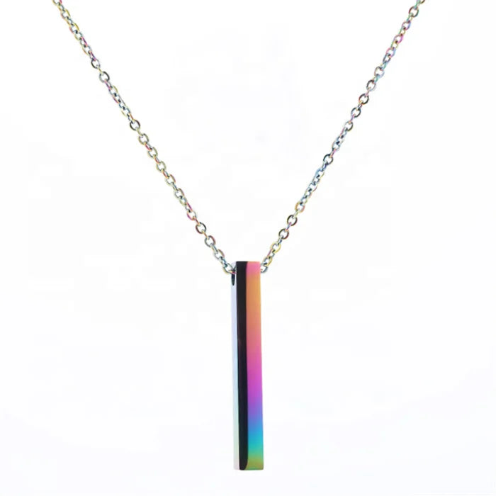 rainbow Plated O Shape Link Chain Hip Hop Pendant Stainless Steel Necklace