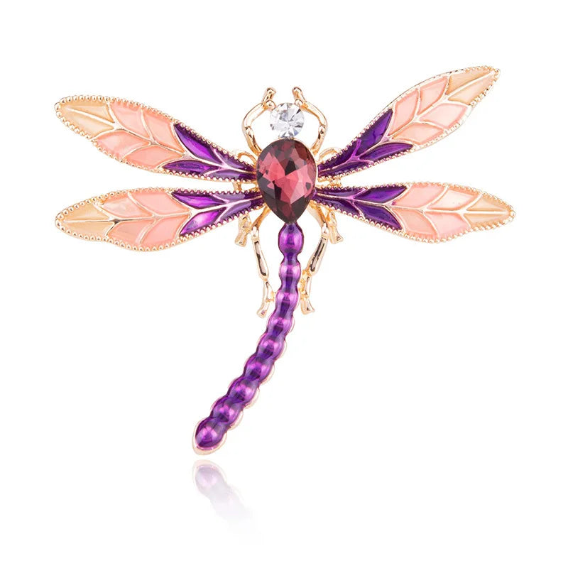 Luxury Alloy & Acrylic Brooch Pin Rhinestone Jewelry Insect Dragonfly Design for Ladies' Wedding Party Clothes Decoration Gift