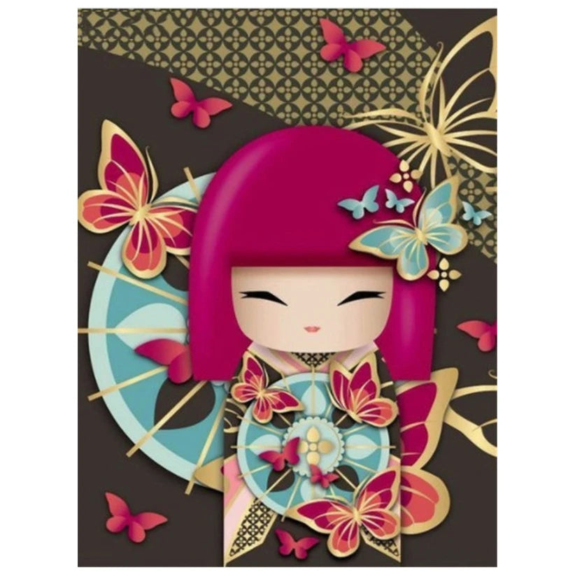 Full Rhinestone 5D DIY Japanese Doll Embroidery Cross Stitch Kits Home Decoration Japanese Girl Wholesale Diamond Painting Gifts
