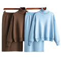 Women's Clothes Solid Color Turtleneck Sweater Half Body Hip Skirt Two Piece Set Ladies Fall Winter New Knitwear Women Sets