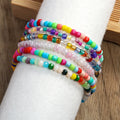 Bohemian Women Custom Acrylic Seed Beads Elastic Bracelet 6pc Multi Color Resin Crystal Glass Beads Children Stack Bracelet Set