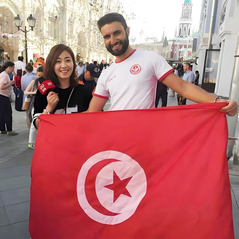 Tunisian Flag Custom Logo Advertising Banner 3x5 Feet Waterproof Eco-Friendly 100% Polyester Fan Flying Body Flag