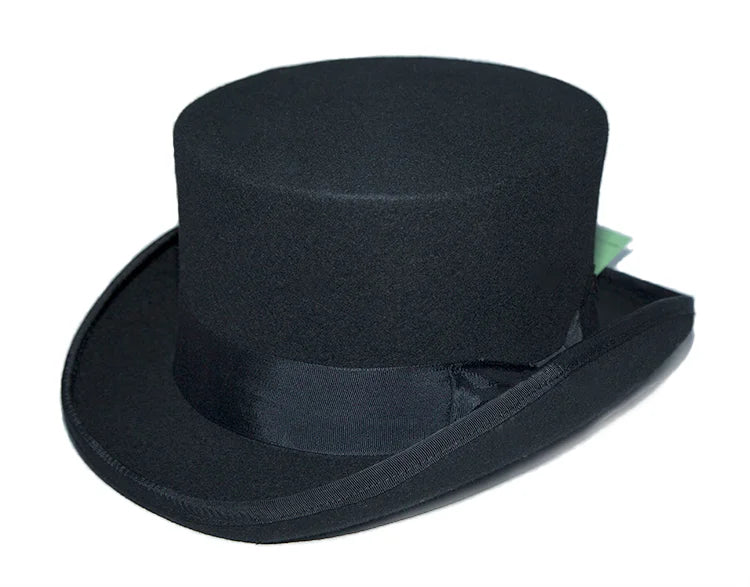 R138 Wool Top Hat 11.5CM Genuine Woolen Fedora Cap Mens Formal Presidential Hat for Party and Casual Wear