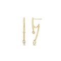 LOZRUNVE Custom Sterling Silver 925 Gold Jewelry Bezel Pear Zirconia Front and Back Huggie Drop Earring