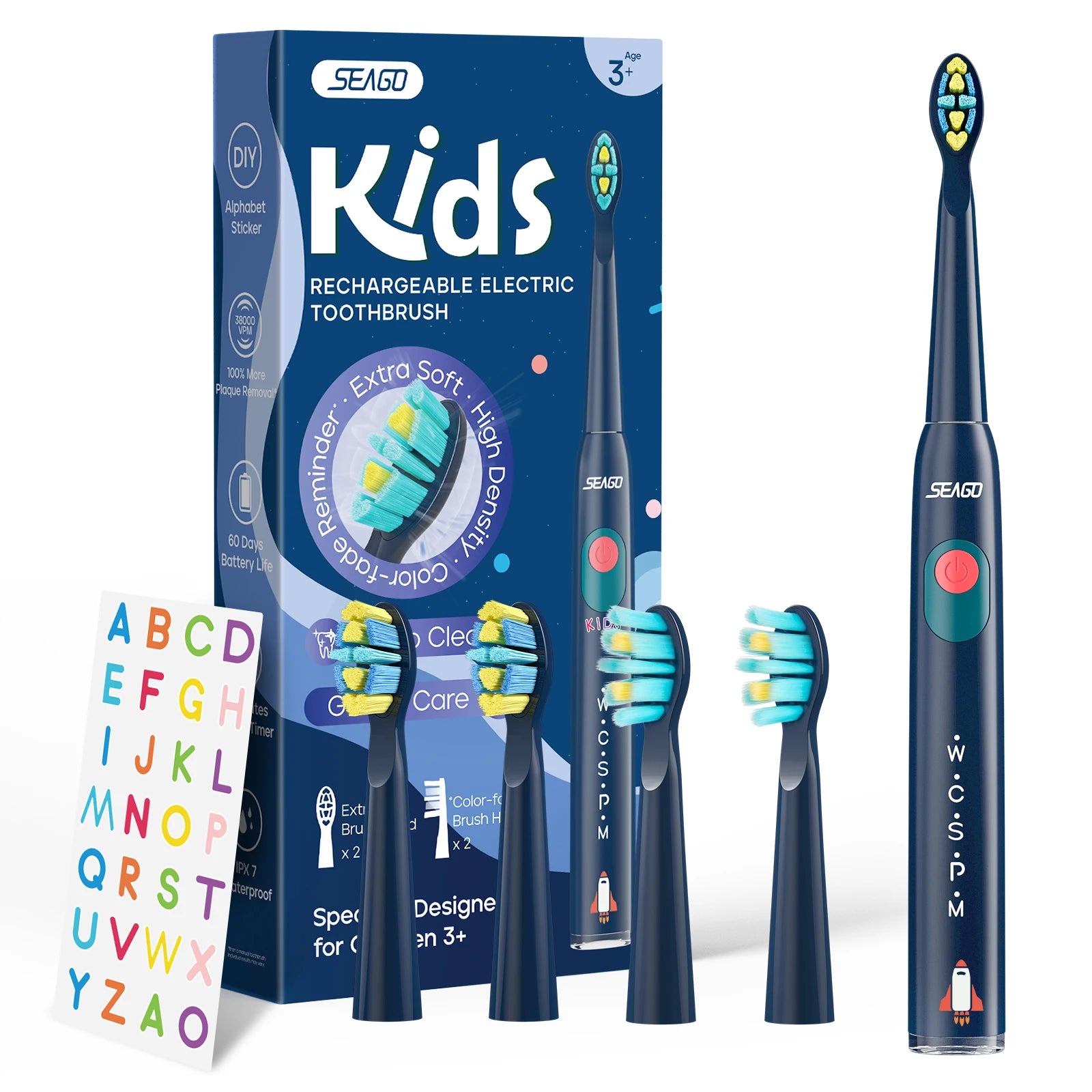 Seago USB Rechargeable Cartoon Design Gifts Soft Bristles Wholesale Kids Electric Toothbrush for Baby Toddler Children