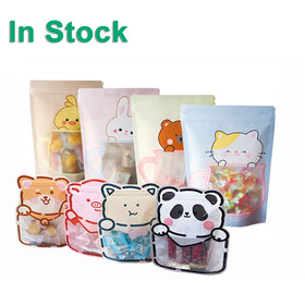 Cute Cartoon Lovely Printed Plastic Resealable Ziplock Stand up Pouch Packaging Food Bag with Zipper and Window