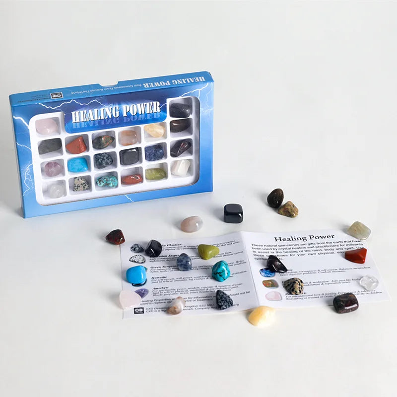 Nautral Healing Crystals Gift Box Irregular Shape Reiki Gemstone Specimen Set Tumbled Stone Love Folk Art Natural Gemstone
