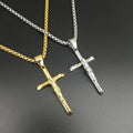 High Quality New Design Hip Hop Gold Plated Stainless Titanium Steel Jesus Cross Christian Pendant Necklace Men