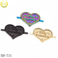 Heart Shape Metal Parts Zinc Alloy Handbag Hardware Embossed logo Label Nameplate for Women Purse
