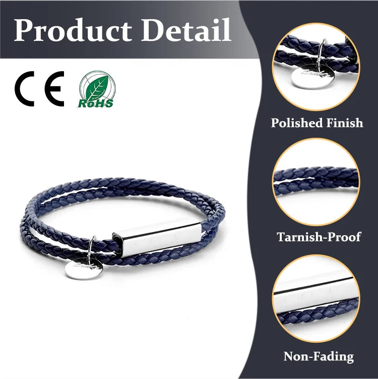 Fashion Charm String Bracelets Custom Wheel Belt Braided 316 Stainless Steel Leather 18K Gold Plated Women Men's Bracelets