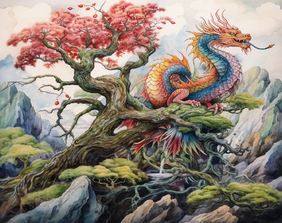 Chenistory  Diamond Embroidery Dragon 5d Diy Diamond Painting Animals Cross Stitch Kit Rhinestones Tree Full Layout