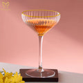 210ml Transparent Glass Optical Stripes Crystal Cocktail Glasses Vintage Champagne Coupes Elegant Stemware