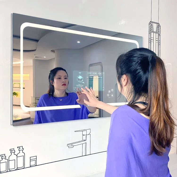 Premium Rectangular Defogger Magic Mirror Display Prefab Houses Screen Bathroom Mirror Smart Tv