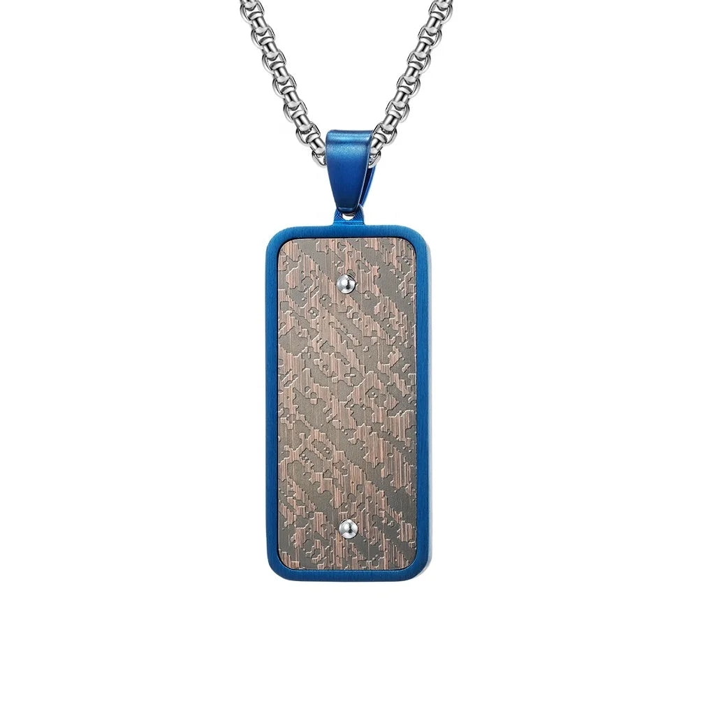 China Wholesale Rectangular Men's Pendant Hip Hop Stainless Steel Fashion Jewelry Man Necklace for Men
