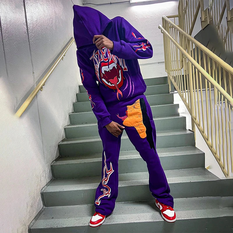 DCY Custom Clothing Manufacturers Screen Print TracksuitBlank Tracksuits UnisexEmbroidery Flared Tracksuit