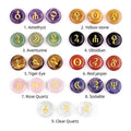 Set 10 New Natural Crystal Chakra Carvings Semi-Precious Quartz Stone Solar System Planet Symbol Ornaments for Furniture