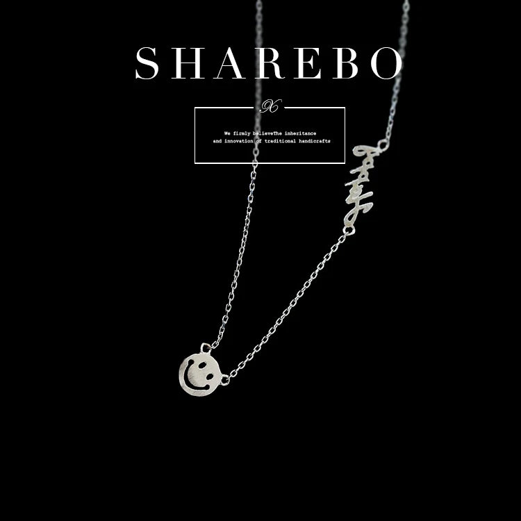 925 Sterling Silver Smiling Face Necklaces Pendants for Women Hot Fashion Jewelry