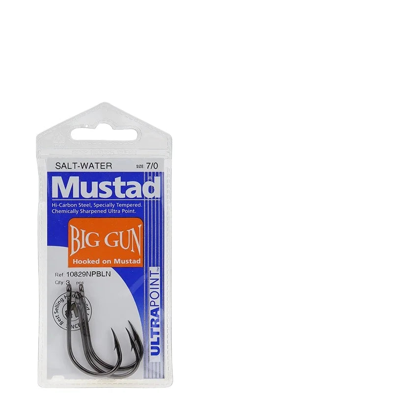 Mustad Long Gun Jig Hook 10829 High Carbon Steel Sea Fishing Iron Plate Crooked Mouth Hook for Herring Silver Carp Bighead