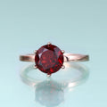 KH075 New Arrival Elegant Jewelry Six Prong Solitaire 8mm Gemstone 925 Sterling Silver Women Red Garnet Engagement Ring