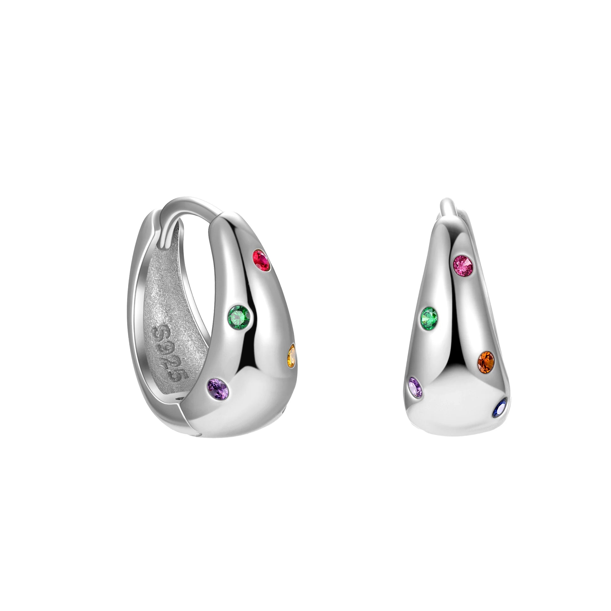 Colorful CZ Earrings 925 Sterling Silver Small Cubic Zirconia Chunky Hoops for Women Luxury Fine Jewelry Set Wholesale