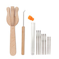 Knitting Fork Wooden + Knit Hook + Sewing Needle Set Handmade DIY Bracelet Craft Braider Weaving Tools