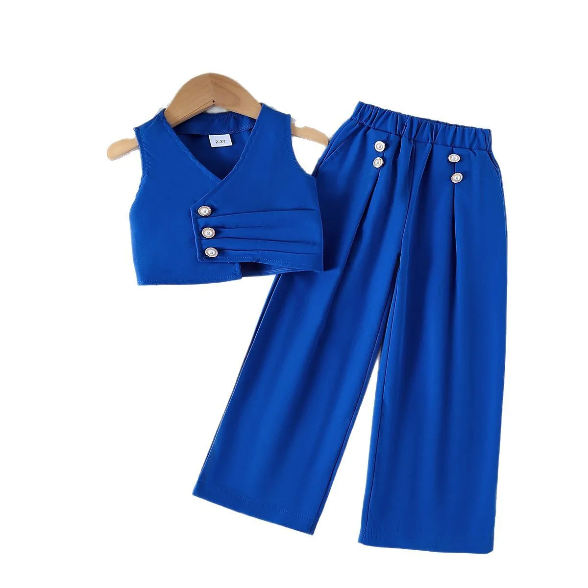 Children Summer Girl Sleeveless Vest Top and Trousers Clothes Suit