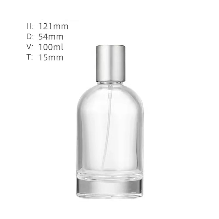 Popular Thick 100ml Refillable Fine Mist Perfume Cylinder Glass Spray Bottle Clear Empty 50ml Luxury Modern Silver Cap