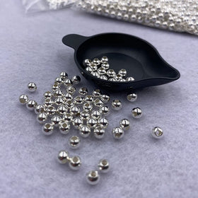 925 Sterling Silver Spacer Beads Ball Necklace Bracelet Anklet Earring Accessories Fine Jewelry Making DIY Finding Component