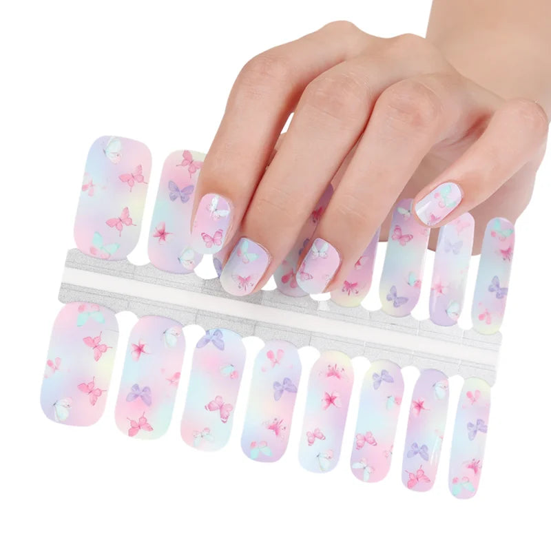 Shanghai Huizi OEM Available Waterproof Nail Polish Stickers Multi Color Nail Wraps