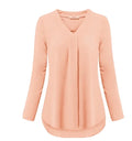 2024 Women's Summer Chiffon Shirt Blouse Full/half Sleeve V-Neck Thin Tops Fashion Casual Solid Color Blouses Shirts