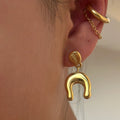 2025 Dazan Summer 18k Gold Plated Unique Hypoallergenic Stainless Steel Scandinavian Polished Irregular C Unique Earrings Women
