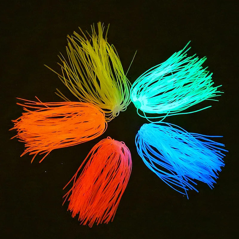 Glow in Dark Silicone Skirt Fishing Gear Spinner Lures Jig Diy Silicon Fishing Lures and Trolling Skirts