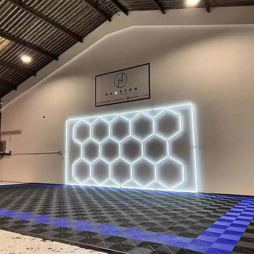 New Design Ac100-240v Led Workshop Light One-step Installation Garage Hexagon Lighting Car Detailing Lights