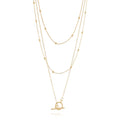 Unisex 18K Real Gold Plated Multi-Layer Ball Chain Choker Necklace Trendy Copper Link Chain Zircon for Anniversary Celebrations
