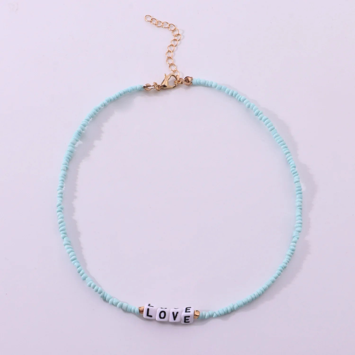 Bohemian Seed Glass Bead Beach Word Love Knitting Necklace GMN017