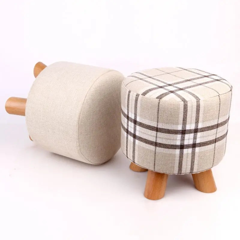 Non Woven Fabric Seat Stool Square Gray Color Customize Casual Modern Box Organizer Ottoman Wood Linen Cloth Storage Stools