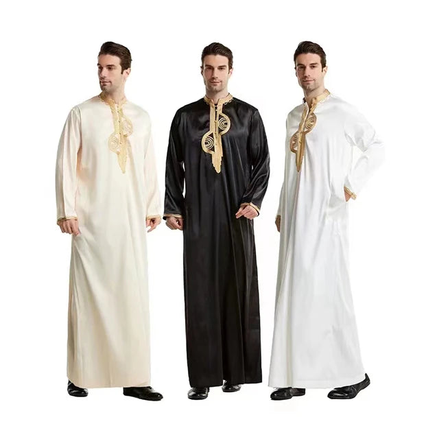 2026 Dubai Kaftan for Men Embroidered Traditional Islamic Clothing for Eid Prayer Robes from the Arab Middle East