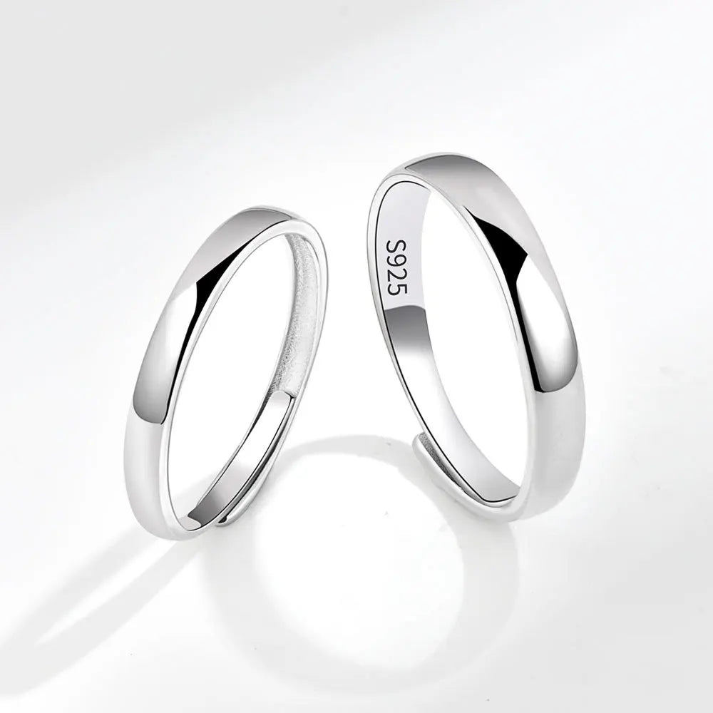 S925 Sterling Silver Ring for Men and Women Simple Couple Finger Ring Gift Adjustable Fashion Jewelry Rings