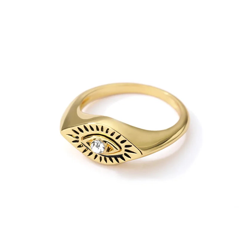 European New Arrival Simple Portrait Rings Gold Silver Couple Rings Devil Eye Stainless Steel Rings