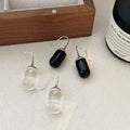 Factory Wholesale 925 Sterling Silver Geometric Round Black Clear Crystal Drop Earrings for Women
