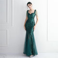 19618# Banquet Slim-fit Evening Temperament Elegant Bead Mesh Technology Beaded Party Dress Long
