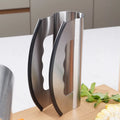 Commercial Double Blade Stainless Steel Fruit Vegetable Mincing Knife Manual Slicer Salad Chopper with Protective Metal Sleeve