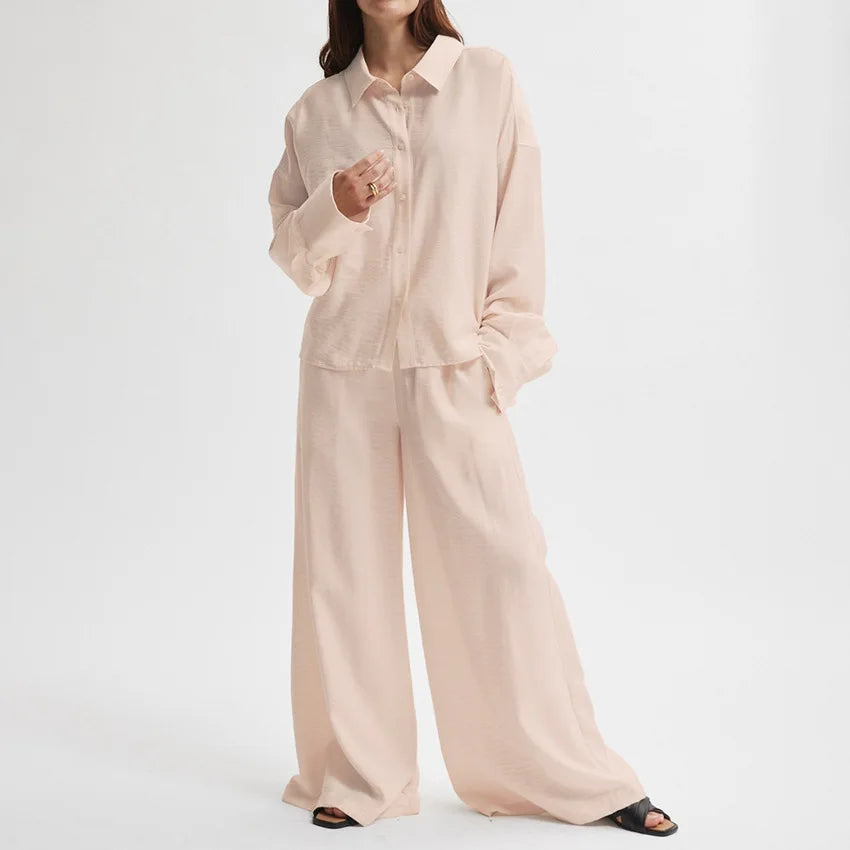 Simple Custom Gauze Pajamas for Women Set 2 Piece Long Sleeve Set Breathable Cozy Lounge Wear Crepe Cotton Women's Sleepwear
