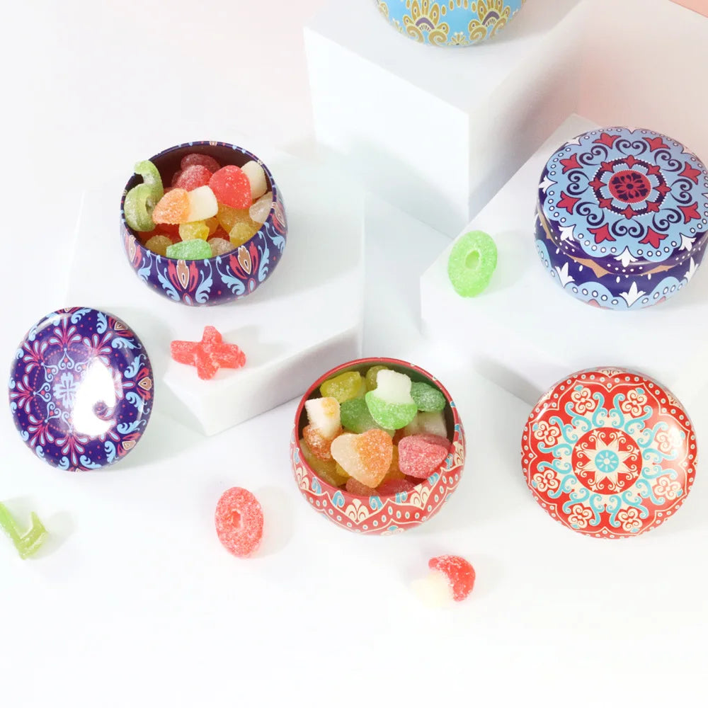 Wholesale Cute Small Round Decorative Empty Metal Tin Box for Tea Wedding Candy Candle Cookie