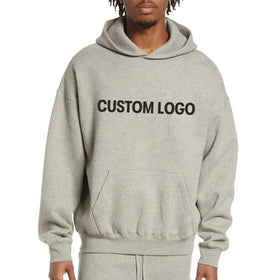 Wholesale Men's 100% Cotton Thick Heavyweight French Terry Pullover Hoodie Custom Drop Shoulder Streetwear Fleece Embroidered