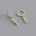 FUAMAY Long Dangle Water Drop Earrings Silver Ear Rings with Gold Plating Zircon Stones for Weddings and Parties