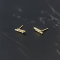 925 Sterling Silver Luxury Double-layered Stick Crystal Wedding Women 18K Gold Stud Earrings Gifts